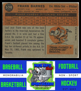 1960 Topps #538 Frank Barnes VG / Light Crease