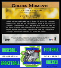 Load image into Gallery viewer, 2012 Topps #GM-7 Clayton Kershaw Golden Moments EX