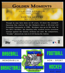 2012 Topps #GM-7 Clayton Kershaw Golden Moments EX