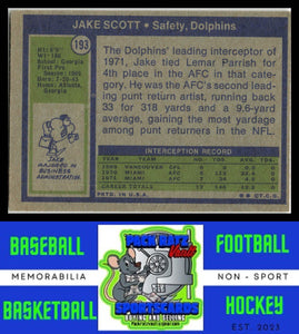 1972 Topps #193 Jake Scott VG+