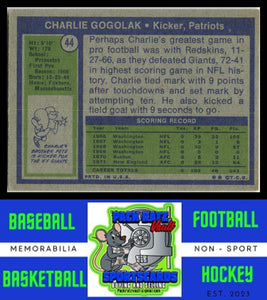 1972 Topps #44 Charlie Gogolak VG+