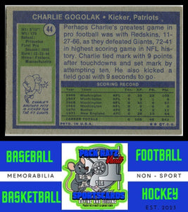 1972 Topps #44 Charlie Gogolak VG+