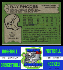 1978 Topps #188 Ray Rhodes VG+