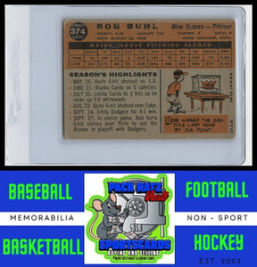 1960 Topps #374 Bob Buhl VG