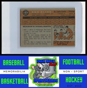 1960 Topps #197 Ron Kline VG+