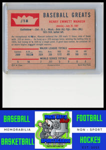 1960 Fleer Baseball Greats #18 Heinie Manush VG+