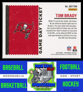 2022 Panini Contenders #GDT-TBR Tom Brady Game Day Ticket Emerald NM/M 