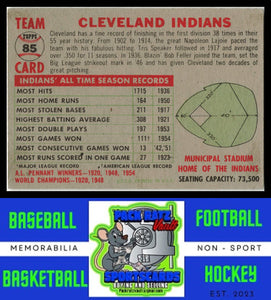 1956 Topps #85e Cleveland Indians TC, VAR No Date, Name to the Left; White Back VG