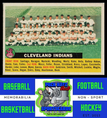 1956 Topps #85e Cleveland Indians TC, VAR No Date, Name to the Left; White Back VG