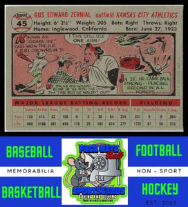 1956 Topps #45a Gus Zernial White Back VG