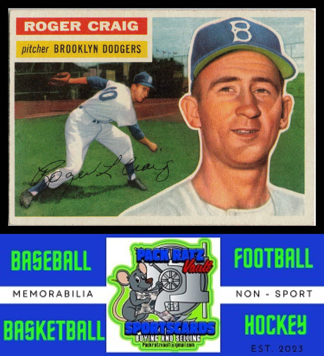 1956 Topps #63a Roger Craig White Back VG